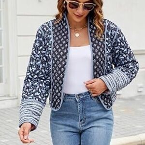 Women's Reversible Blue & Pink Patterned Jacket